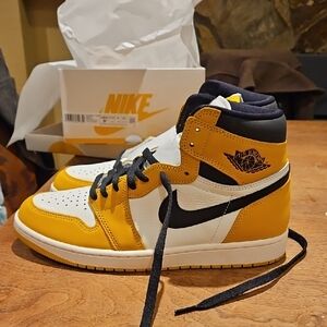 Nike Air Jordan 1 High OG White and Yellow Sneakers